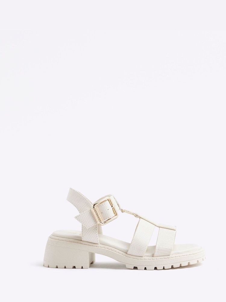 River Island Cream Girls Caged Chunky Sandals - Image 1 of 5