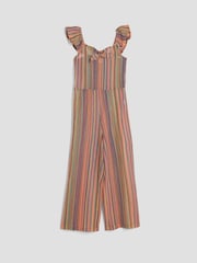 River Island Orange Girls Stripe Crochet Jumpsuit - Image 1 of 3