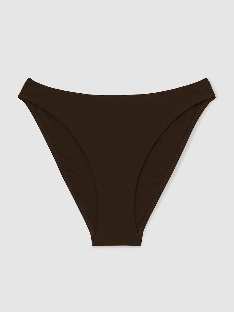Reiss Chocolate Carina High Cut Bikini Bottoms - Image 2 of 6