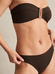 Reiss Chocolate Carina High Cut Bikini Bottoms - Image 4 of 6