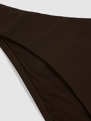 Reiss Chocolate Carina High Cut Bikini Bottoms - Image 6 of 6