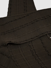 Reiss Chocolate Alex Cross Neck Textured Top - Image 7 of 7