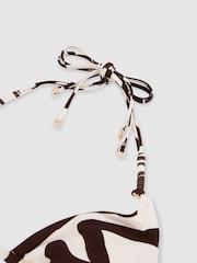 Reiss Chocolate/Cream Wynee Printed Triangle Bikini Top - Image 7 of 7