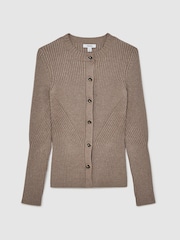 Reiss Stone Tula Button Front Knit Cardigan - Image 2 of 7