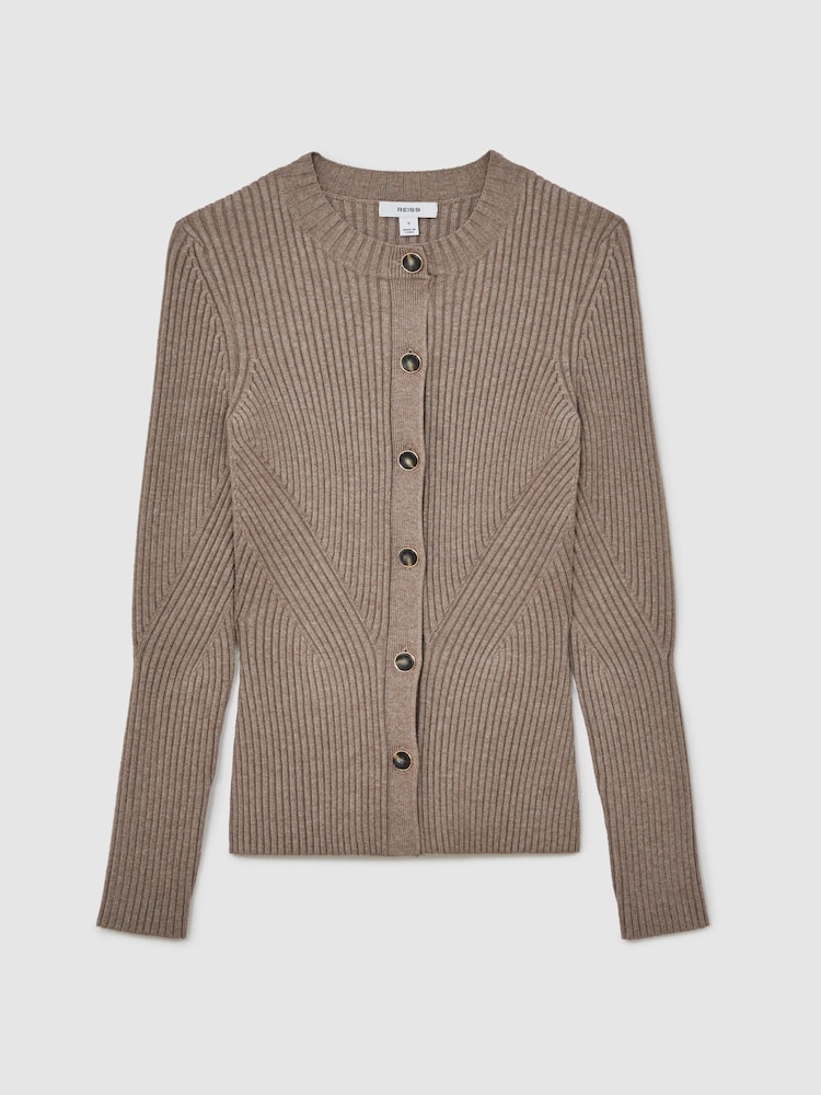 Reiss Stone Tula Button Front Knit Cardigan - Image 2 of 7