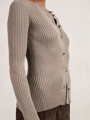 Reiss Stone Tula Button Front Knit Cardigan - Image 4 of 7