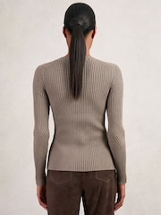 Reiss Stone Tula Button Front Knit Cardigan - Image 5 of 7