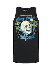 BadRhino Big & Tall Black California Skull 100% Cotton Vest - Image 1 of 2