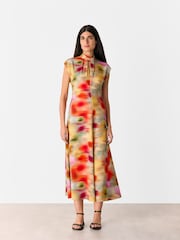 Whistles Natural Photographic Flower Midi Dress - Image 2 of 6