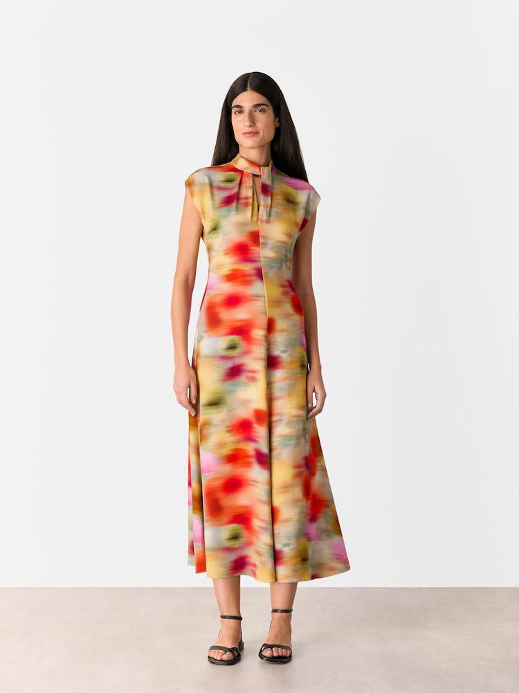 Whistles Natural Photographic Flower Midi Dress - Image 2 of 6