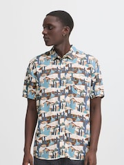 Blend Blue Catctus Print Short Sleeve Shirt - Image 1 of 5