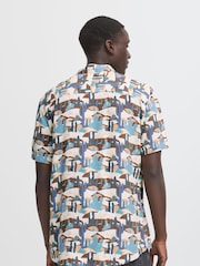 Blend Blue Catctus Print Short Sleeve Shirt - Image 2 of 5