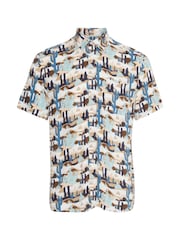 Blend Blue Catctus Print Short Sleeve Shirt - Image 5 of 5