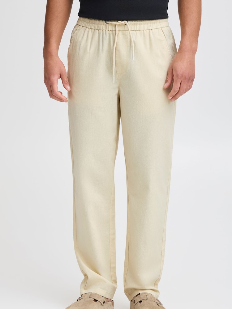 Blend Cream Regular Fit Linen Mix Trousers - Image 1 of 5