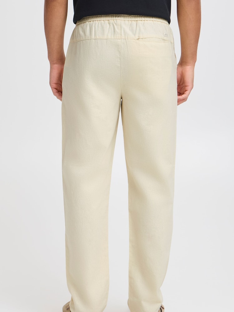 Blend Cream Regular Fit Linen Mix Trousers - Image 2 of 5