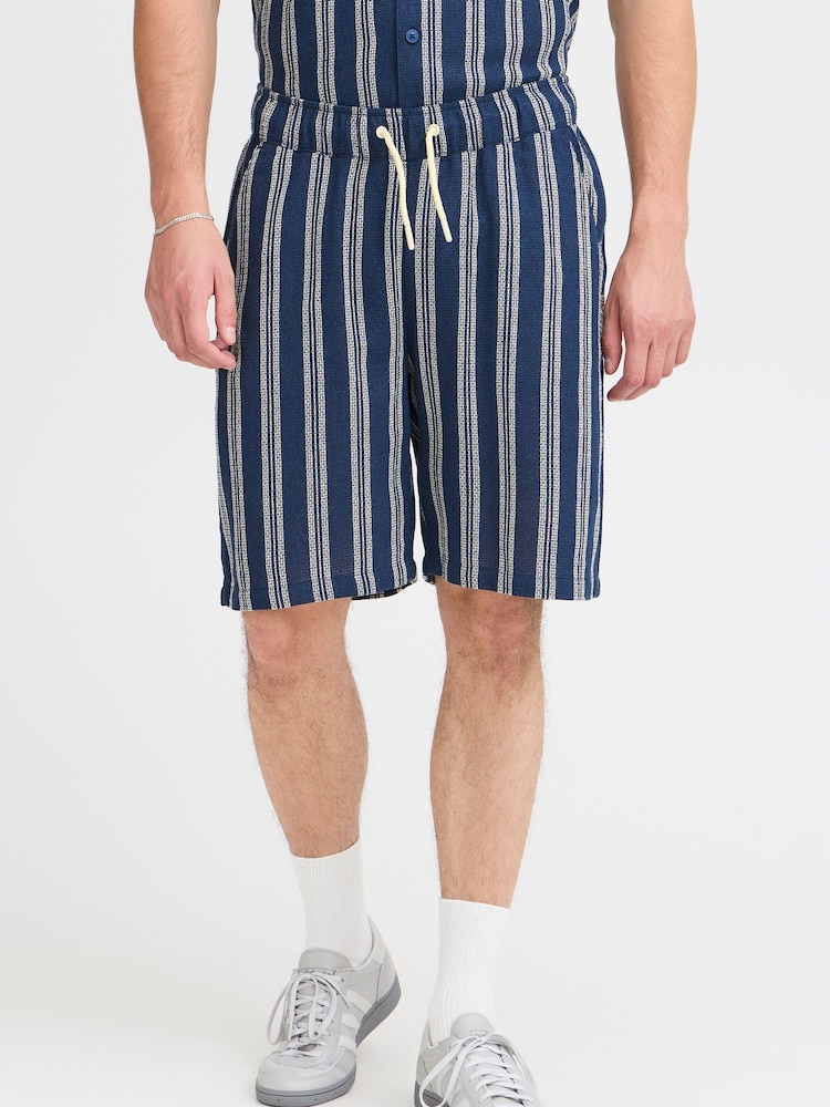 Blend Blue Textured Striped Shorts - Image 1 of 5
