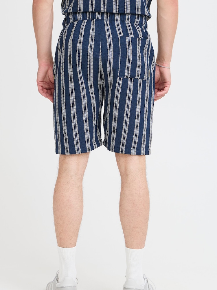 Blend Blue Textured Striped Shorts - Image 2 of 5