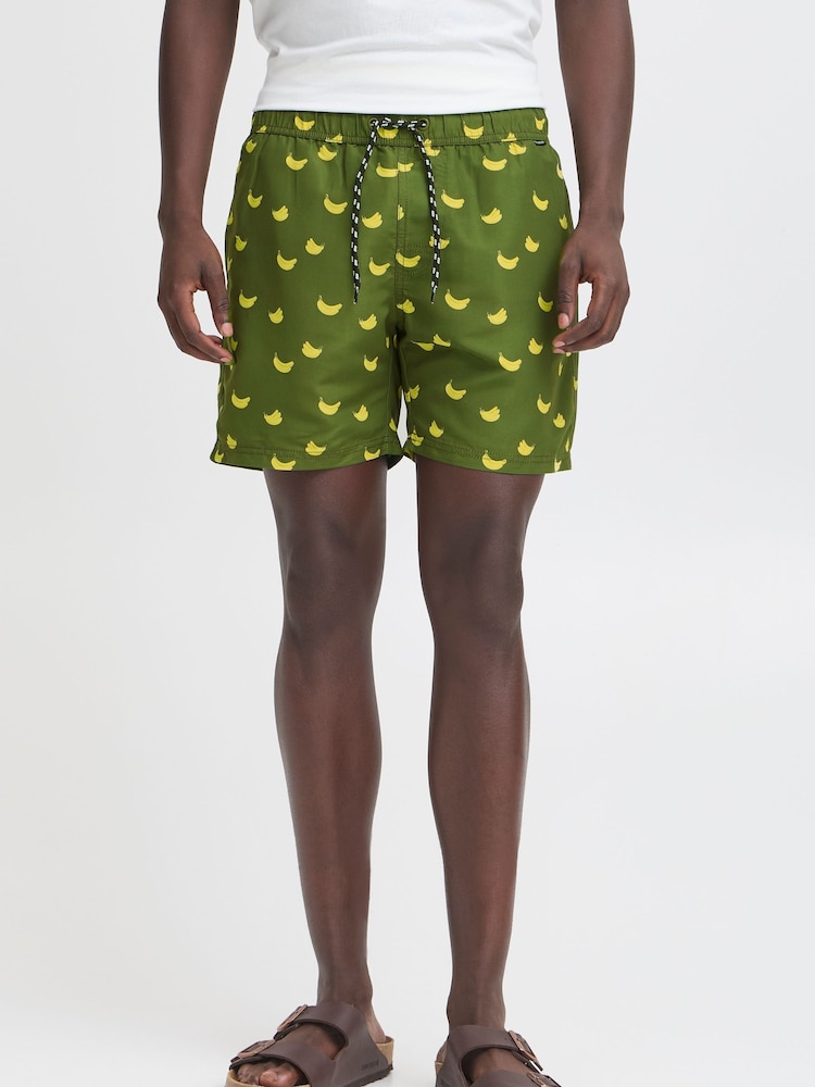Blend Green Soft Banana Print Swim Shorts - Image 1 of 5