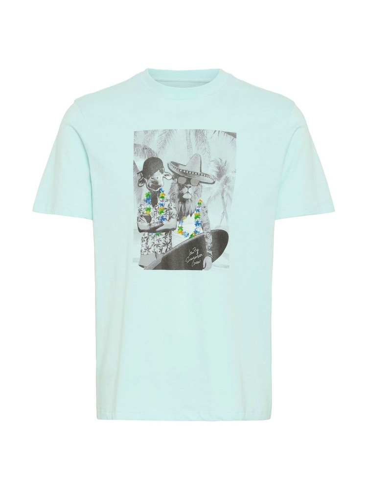 Blend Blue Holiday Printed Short Sleeve 100% Cotton T-Shirt - Image 5 of 5