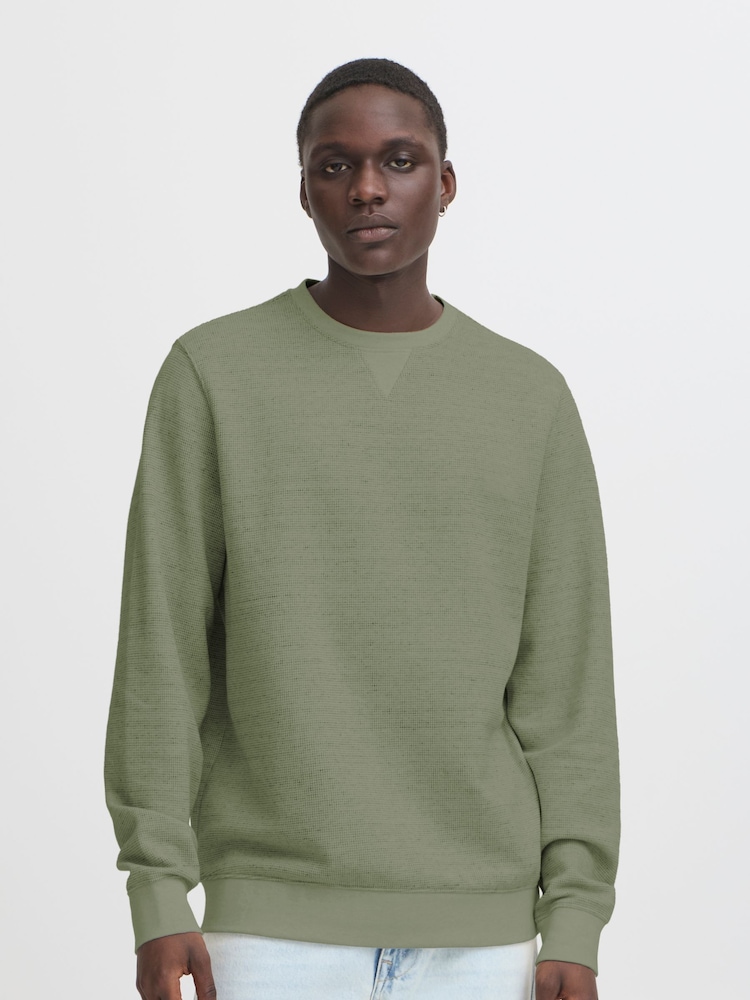 Blend Green Sand Woven Crew Neck Sweater - Image 1 of 5