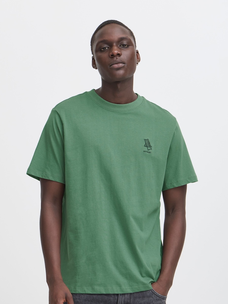 Blend Green Embroidered Short Sleeve  100% Cotton T-Shirt - Image 1 of 5