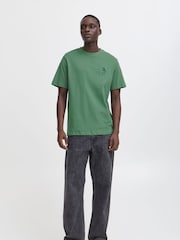 Blend Green Embroidered Short Sleeve  100% Cotton T-Shirt - Image 3 of 5