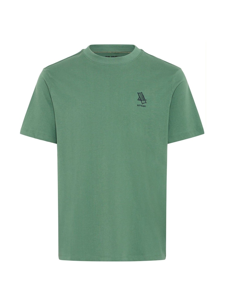 Blend Green Embroidered Short Sleeve  100% Cotton T-Shirt - Image 5 of 5