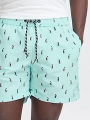 Blend Blue Penguin Print Swim Shorts - Image 4 of 6