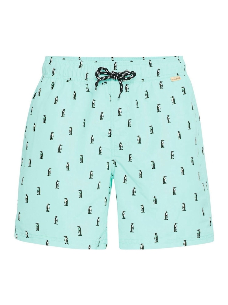 Blend Blue Penguin Print Swim Shorts - Image 6 of 6