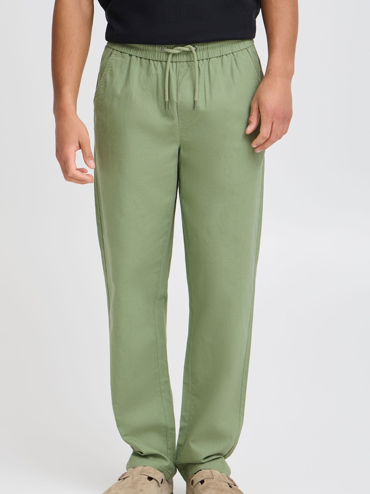 Blend Green Regular Fit Linen Mix Trousers - Image 1 of 5