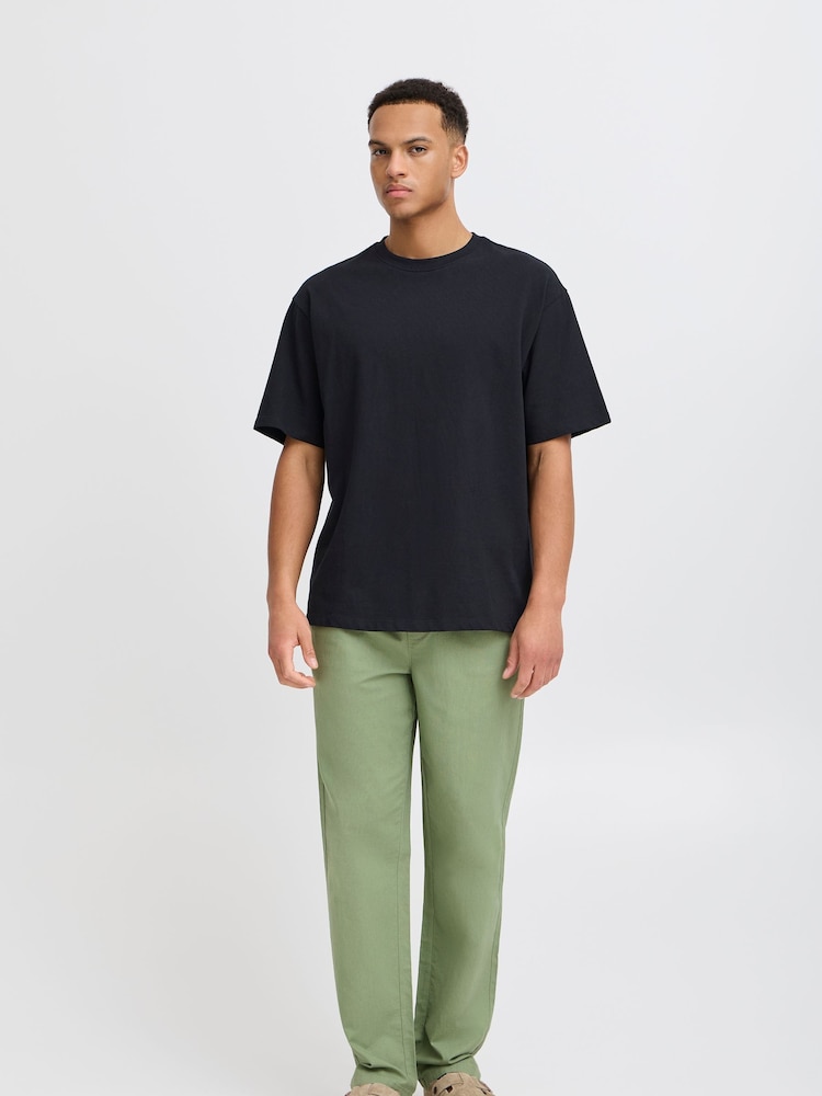Blend Green Regular Fit Linen Mix Trousers - Image 2 of 5
