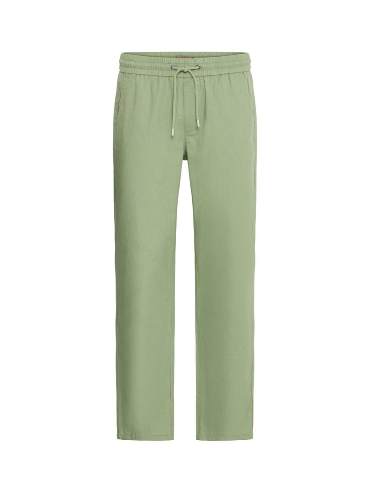Blend Green Regular Fit Linen Mix Trousers - Image 5 of 5