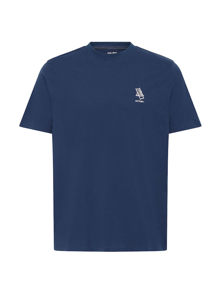 Blend Navy Embroidered Short Sleeve  100% Cotton T-Shirt - Image 5 of 5