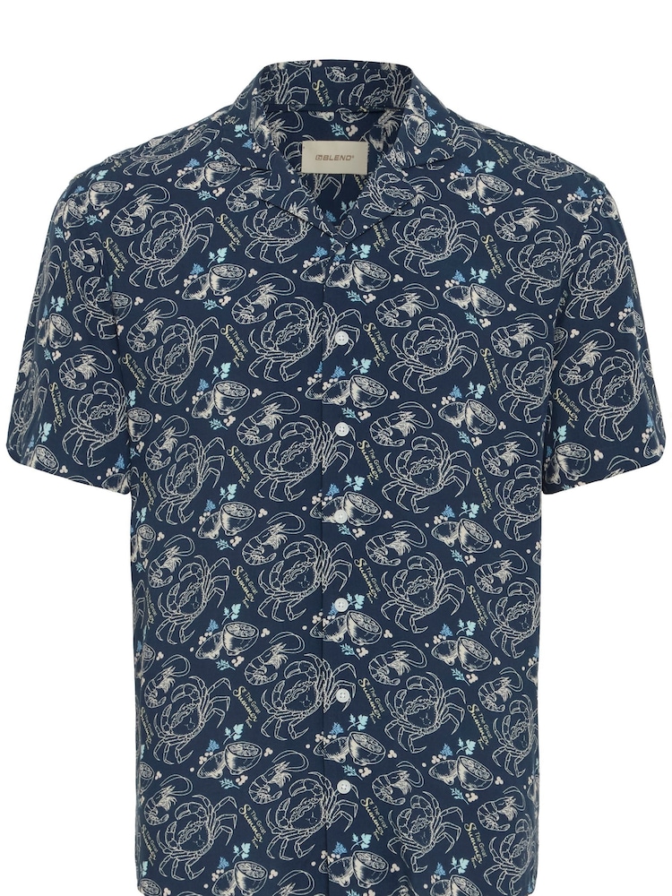 Blend Blue Crab Print Resort Short Sleeve Shirt - Image 5 of 5