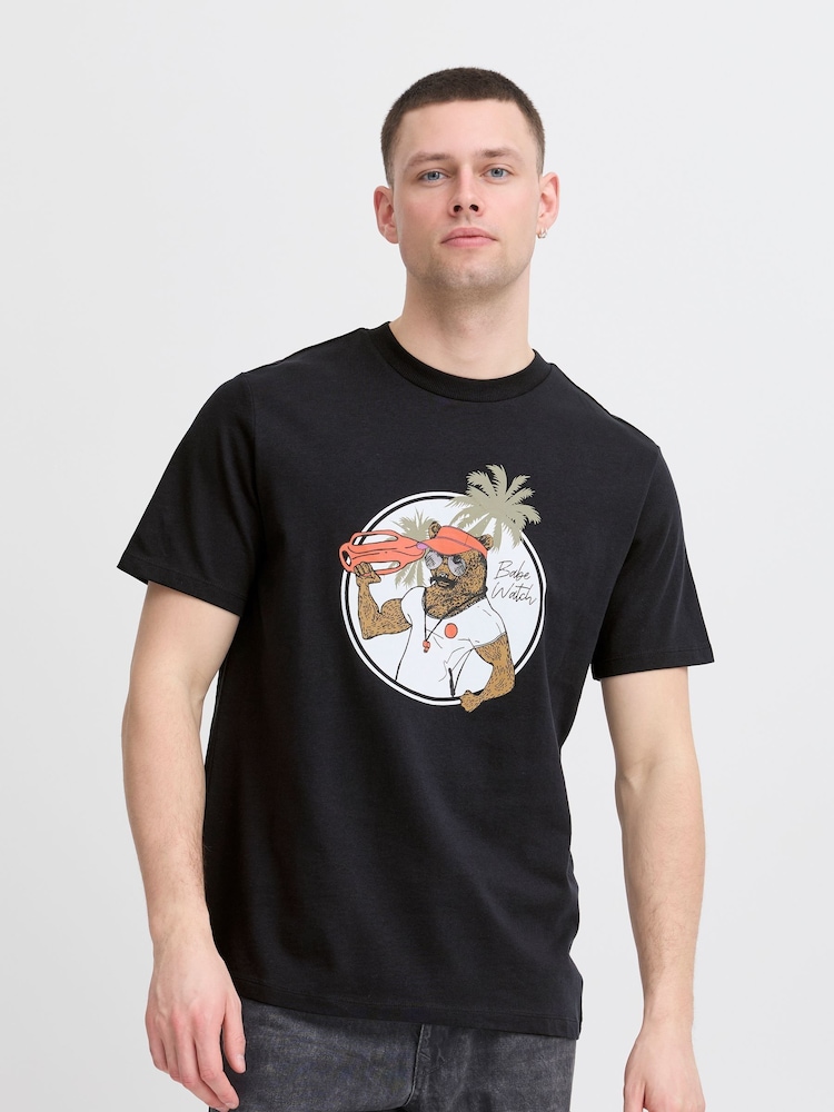 Blend Black Printed Short Sleeve T-Shirt - Image 1 of 5