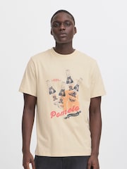 Blend Cream Printed Short Sleeve 100% Cotton T-Shirt - Image 1 of 5