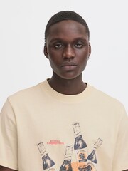 Blend Cream Printed Short Sleeve 100% Cotton T-Shirt - Image 3 of 5