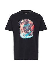 Blend Black Surfer Printed Short Sleeve 100% Cotton T-Shirt - Image 5 of 5