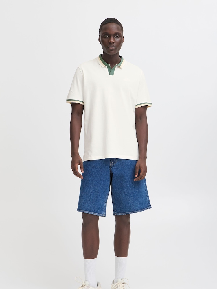 Weiß - Blend Resort Short Sleeve 100% Cotton Polo Shirt - Bild 2 von 5