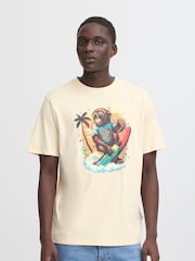 Blend Cream Surfer Printed Short Sleeve 100% Cotton T-Shirt - Image 1 of 5