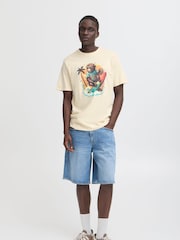 Blend Cream Surfer Printed Short Sleeve 100% Cotton T-Shirt - Image 4 of 5
