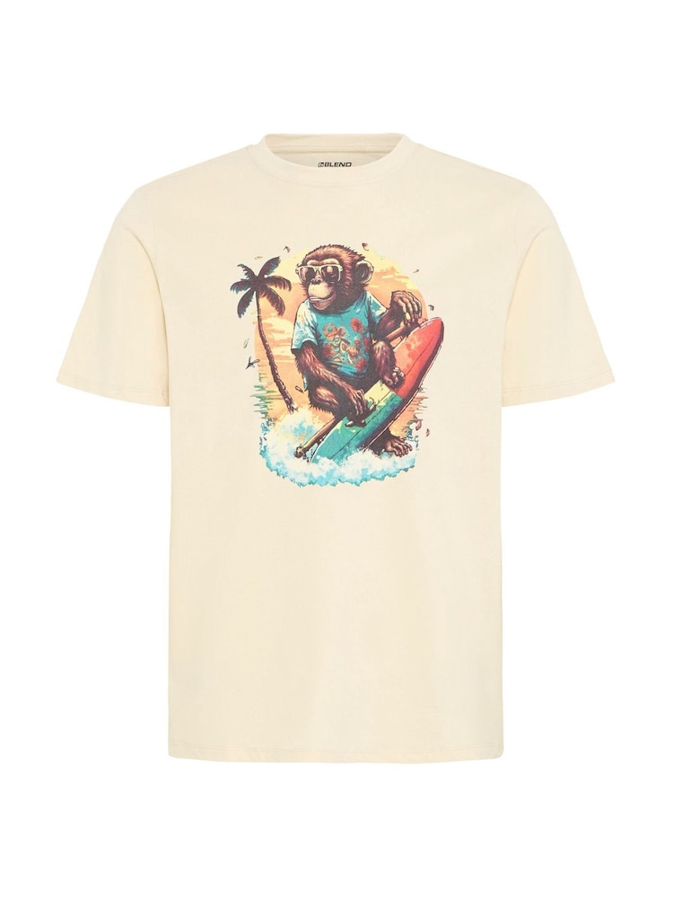 Blend Cream Surfer Printed Short Sleeve 100% Cotton T-Shirt - Image 5 of 5
