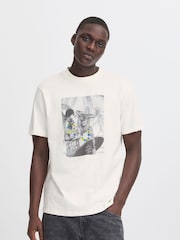 Blend White Holiday Printed Short Sleeve 100% Cotton T-Shirt - Image 1 of 5