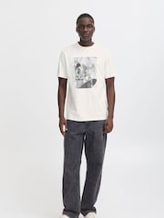 Blend White Holiday Printed Short Sleeve 100% Cotton T-Shirt - Image 4 of 5