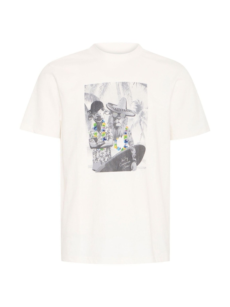 Blend White Holiday Printed Short Sleeve 100% Cotton T-Shirt - Image 5 of 5 Blend White Holiday Printed Short Sleeve 100% Cotton T-Shirt - Image 5 of 5