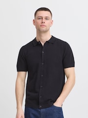 Blend Black Knitted Short Sleeve 100% Cotton Shirt - Image 1 of 5