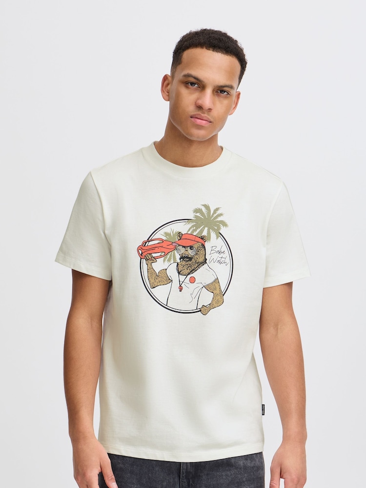 Blend White Bear Printed Short Sleeve T-Shirt - Image 1 of 5 Blend White Bear Printed Short Sleeve T-Shirt - Image 1 of 5