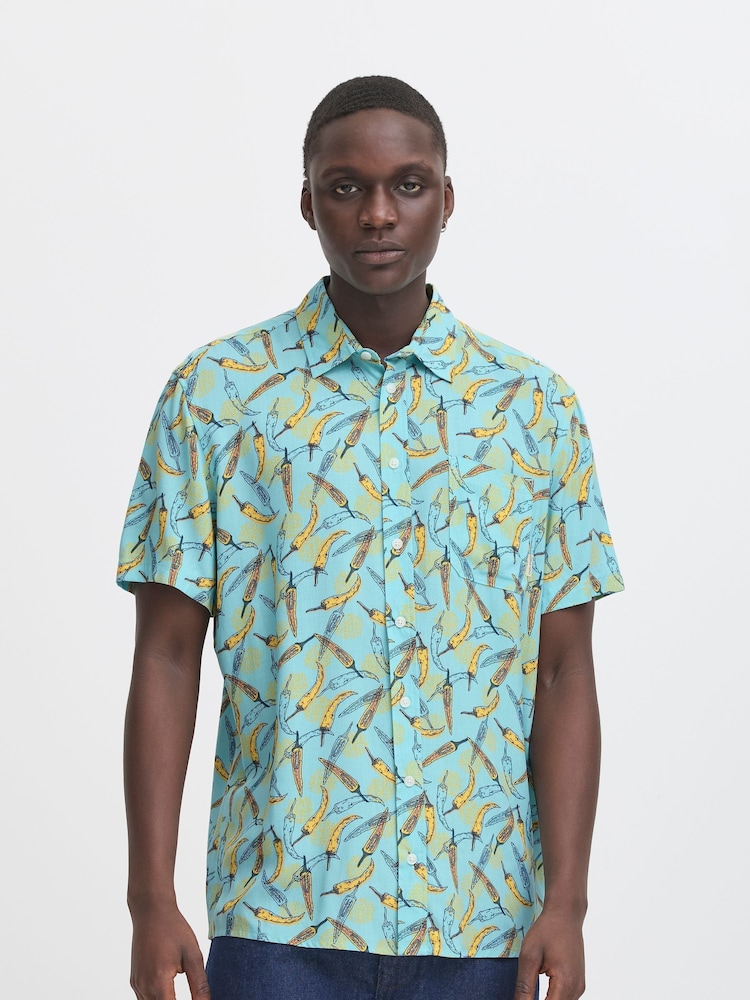 Blend Blue Sand Chilli Print Short Sleeve Shirt - Image 1 of 5
