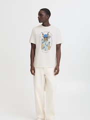 Blend White Deer Sloth Printed Short Sleeve 100% Cotton T-Shirt - Image 3 of 5