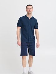 Blend Blue Knitted Short Sleeve 100% Cotton Shirt - Image 2 of 5